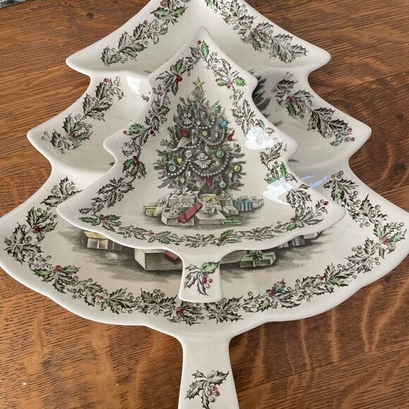 Johnson Bros Vintage Christmas Tree Platters x 2 - Picture 14 of 14